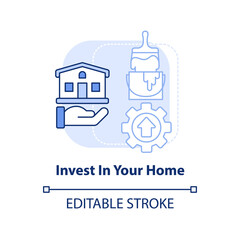 Invest in your home light blue concept icon. Protecting money during inflation abstract idea thin line illustration. Isolated outline drawing. Editable stroke. Arial, Myriad Pro-Bold fonts used