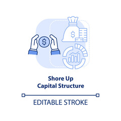 Shore up capital structure light blue concept icon. Inflation in business abstract idea thin line illustration. Isolated outline drawing. Editable stroke. Arial, Myriad Pro-Bold fonts used