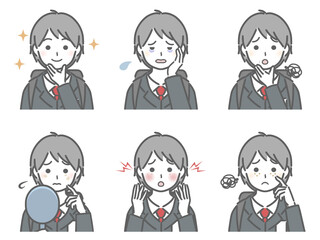 顔の肌に関する色々　少年（制服）