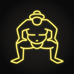 Sumo fighter neon icon in line style