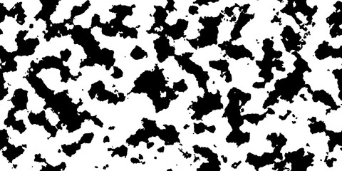 White cowhide with black spots as a seamless pattern. Spotted vector background. Animal print. Panda, dalmatian or appaloosa horse skin texture.