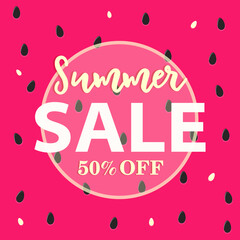 Summer sale with watermelon background 