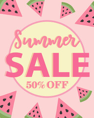 Summer sale with watermelon background 