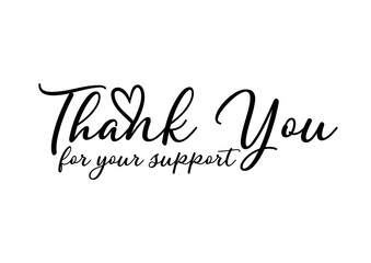 thank you for your support black text design vector.