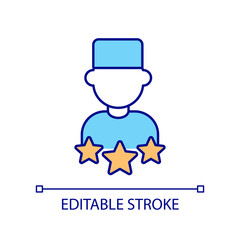 Qualified medical worker RGB color icon. Nurse uniform. Professional doctor. Healthcare specialist. Isolated vector illustration. Simple filled line drawing. Editable stroke. Arial font used