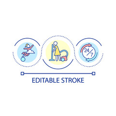 Burden on women loop concept icon. Female unpaid everyday work. Burnout and depression abstract idea thin line illustration. Isolated outline drawing. Editable stroke. Arial font used