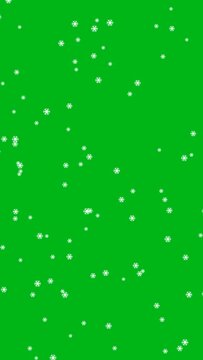 Falling snow flakes vertical motion graphics with green screen background