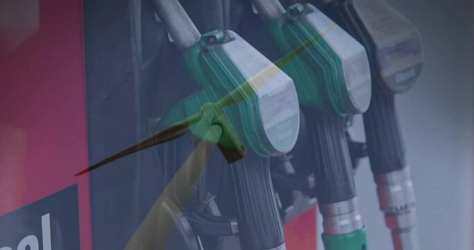 Animation of gas station over wing turbine