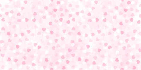 Hearts seamless pattern, cute watercolor vector background with small hearts, baby print, 14 february Valentine backdrop