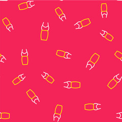 Line Woman dress icon isolated seamless pattern on red background. Clothes sign. Vector