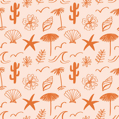 Beach Sumer simple boho seamless pattern