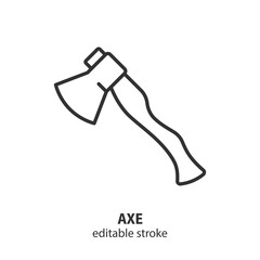 Axe line icon. Camping vector symbol. Logging sign. Editable stroke.