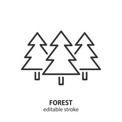 Fototapeta premium Spruce line icon. Fir tree outline vector sign. Forest linear symbol. Editable stroke.