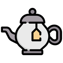 TEA POT filled outline icon,linear,outline,graphic,illustration