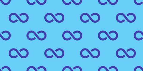 pattern. Infinity sign is blue, isolated on pastel blue backgrounds. Symbol of infinity. Banner for insertion into site. 3D image. 3d rendering