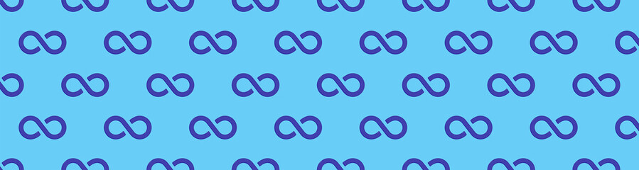 pattern. Infinity sign is blue, isolated on pastel blue backgrounds. Symbol of infinity. Banner for insertion into site. 3D image. 3d rendering