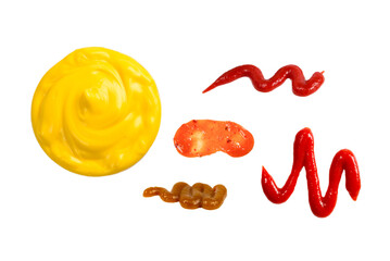 Cheese sauce in white plate on white background.