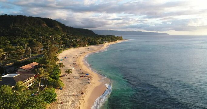 Aerial view of Sunset Beach on Oahu's north shore