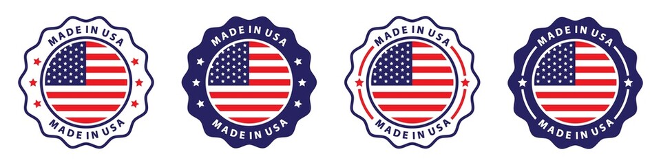 Made in USA label icon, vector illustration