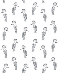 Vector seamless pattern of hand drawn doodle sketch hoopoe bird isolated on white background © Sweta