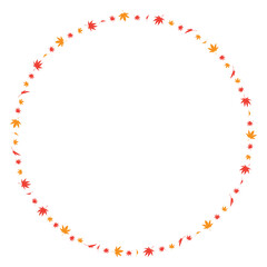 秋色なたくさんの紅葉の丸い飾り枠

