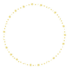 ゴールドなたくさんの紅葉の丸い飾り枠
