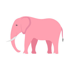 Vector flat hand drawn pink elephant isolated on white background