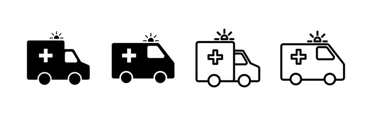 Ambulance icon vector. ambulance truck sign and symbol. ambulance car