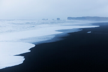 Reynisfjara beach on the atlantic shore on Iceland