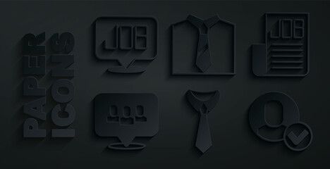 Set Tie, Search job, Project team base, Worker, and icon. Vector