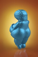 Venus of Willendorf 3d illustration. Modern metallic statue of Venus of Willendorf . Ancient motherhood and fertility symbol. © POSMGUYS