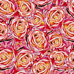  Beautiful roses.Seamless background. Flowers. Stylization: watercolor.