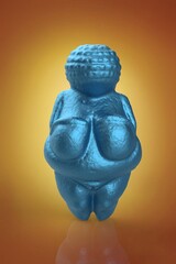Venus of Willendorf 3d illustration. Modern metallic statue of Venus of Willendorf . Ancient motherhood and fertility symbol. © POSMGUYS