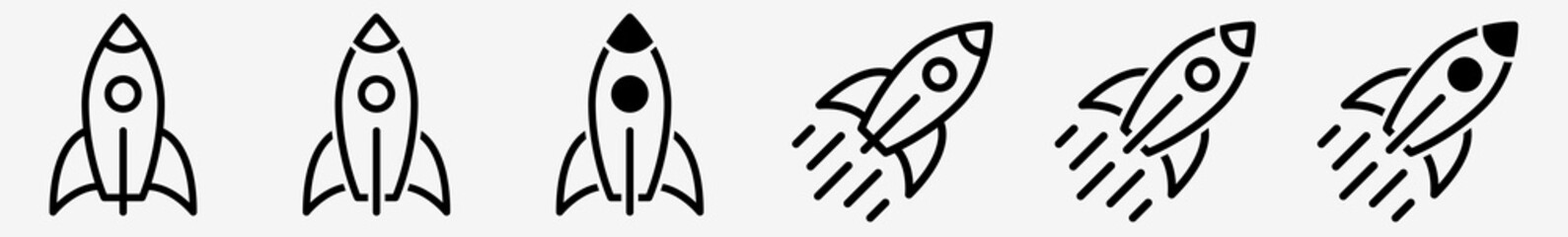 Rocket Icon Space Rocket Ship Set | Rockets Icon Space Flight Vector Science Illustration Logo | Rocket Icon Space Shuttle Travel Isolated Rocket Flight Collection