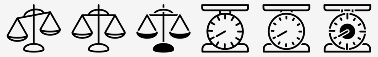 Scales Icon Libra Scales Set | Kitchen Scale Icon Balance Vector Weighbridge Illustration Logo | Weighing Scales Icon Measure Weight Isolated Scales