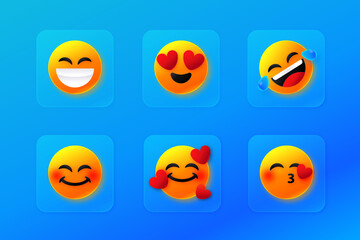 a set of gradient happy emoticon icons