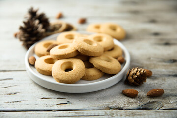 Traditional homemade almond cookies on a plate