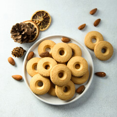 Traditional homemade almond cookies on a plate