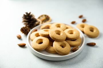 Traditional homemade almond cookies on a plate