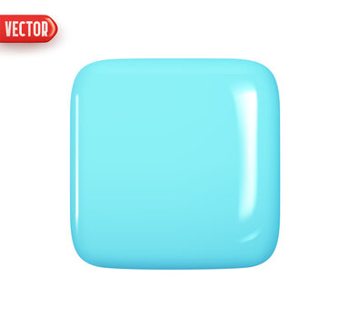Flat rectangular square blue color. Geometric figure cube. Realistic 3d design element In plastic cartoon style. Icon isolated on white background. Vector illustration