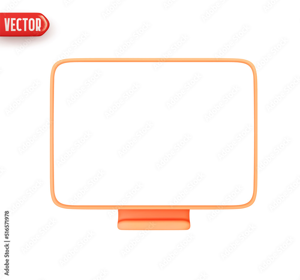 Wall mural laptop computer monitor. realistic 3d design element in plastic cartoon style. icon isolated on whit