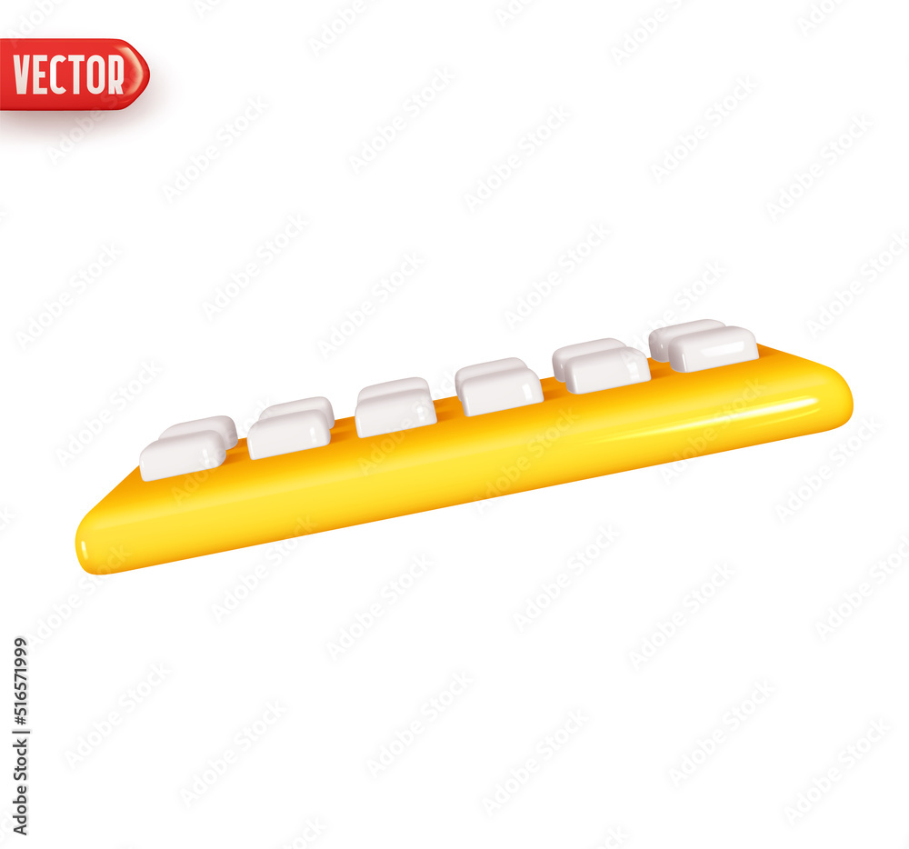 Wall mural keyboard from laptop computer. realistic 3d design element in plastic cartoon style. icon isolated o
