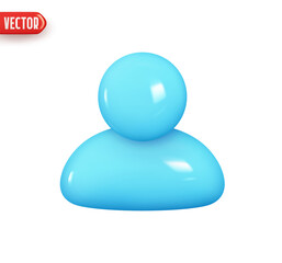 Profile one user person. Realistic 3d design element In plastic cartoon style. Icon isolated on white background. Vector illustration
