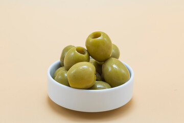 dish with gordal type olives, typical Spanish Mediterranean appetizer