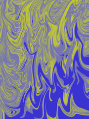 Colorful abstract background. Dynamic waves, swirl. Blue and yellow.