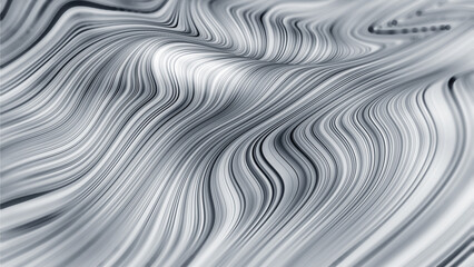 Field of wavy lines. Abstract background of twisted rays. 3D illustration of big data particle stream