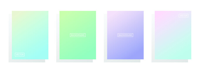 Fototapeta premium Set of modern gradient abstract background. 2D color, colorful design for vertical poster, flyer, banner, backdrop. Vector illustration isolated EPS 10.