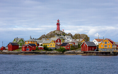 Ona lighthouse island village in Norway - obrazy, fototapety, plakaty