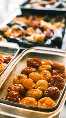 Baked vegetables. Tomatoes, eggplant, zucchini and paprika. Fresh vegetables from oven. Market vegetable, garden.Diet concept. Healthy organic vegetarian food.