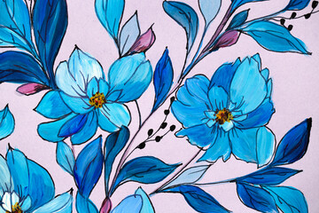 drawing flowers on a bright background. Oil painting, acrylic..impressionistic style, flower painting, bright colors. Artistic background. Card. Flower card. Spring flowers